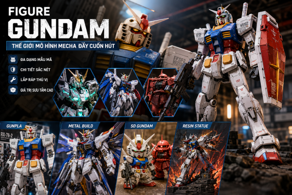 Figure Gundam là dòng mô hình lấy cảm hứng từ series anime nổi tiếng Mobile Suit Gundam của Nhật Bản. Đây là một trong những dòng figure mecha được yêu thích nhất trên toàn thế giới nhờ thiết kế mạnh mẽ, độ chi tiết cao và giá trị sưu tầm lớn.